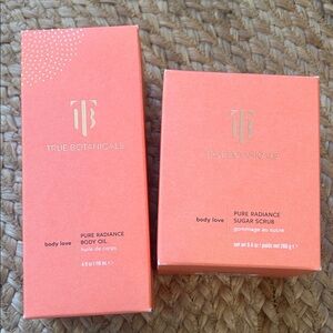 NIB • True Botanicals Bundle • pure radiance sugar scrub and radiance body oil